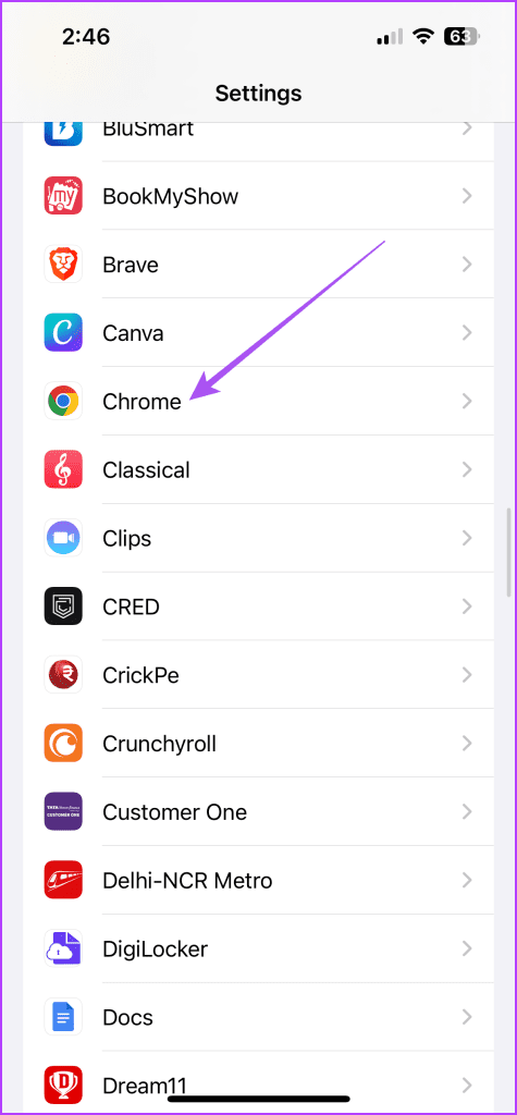 chrome settings iphone