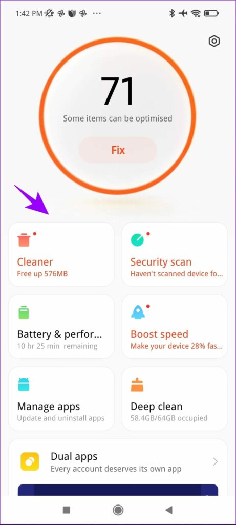 Cleaner on Security App