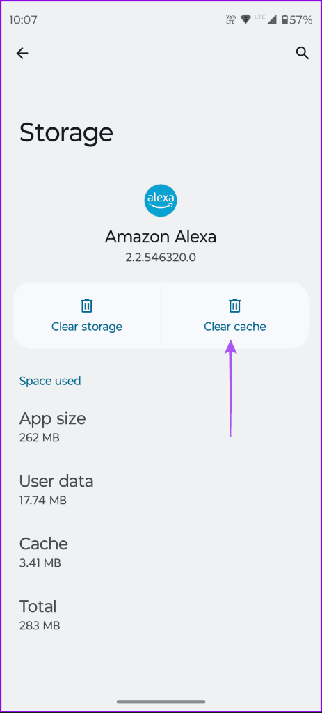 clear cache alexa android