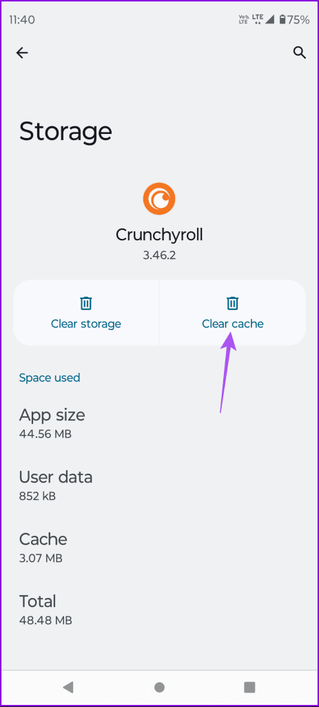 clear cache crunchyroll android