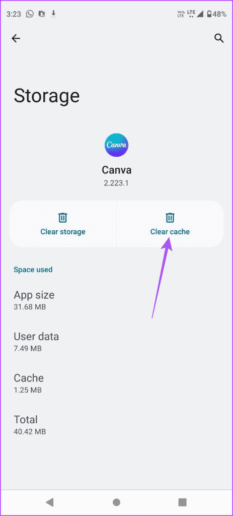 clear cache of canva app android