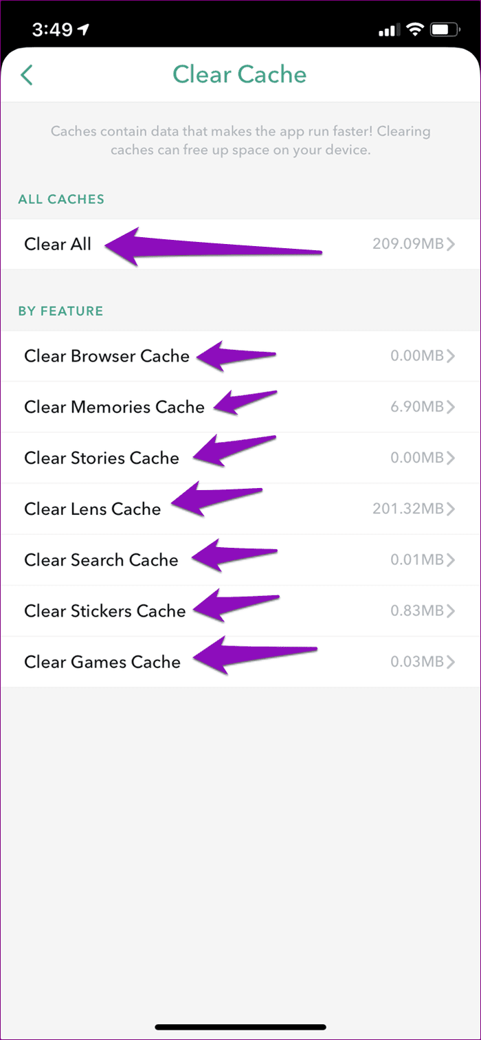 Clear cache snapchat 08
