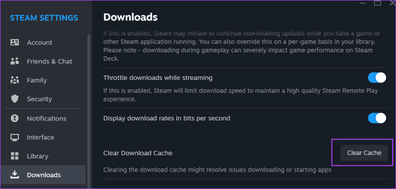 clear download cache in steam 1