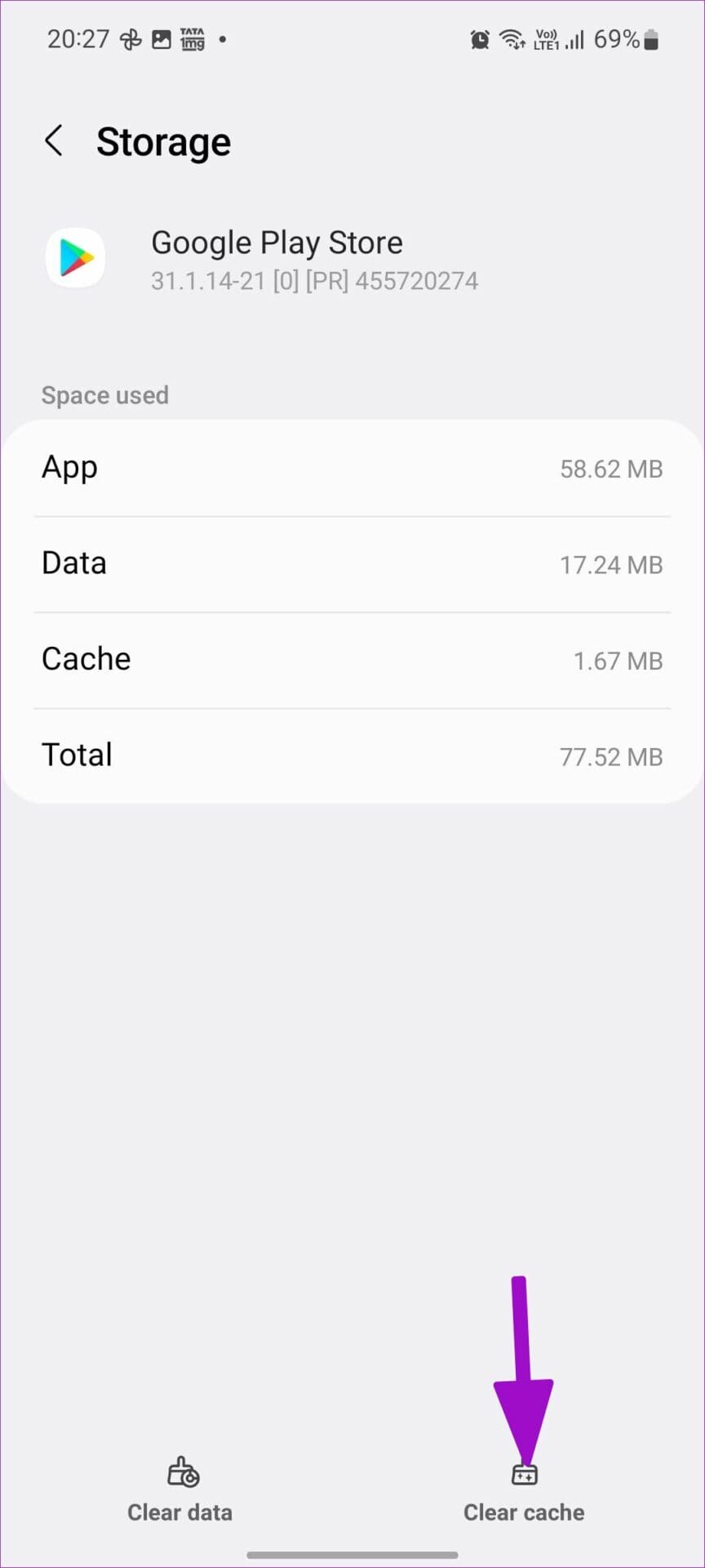 clear google play store cache 2