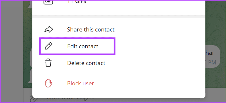 click on edit contact