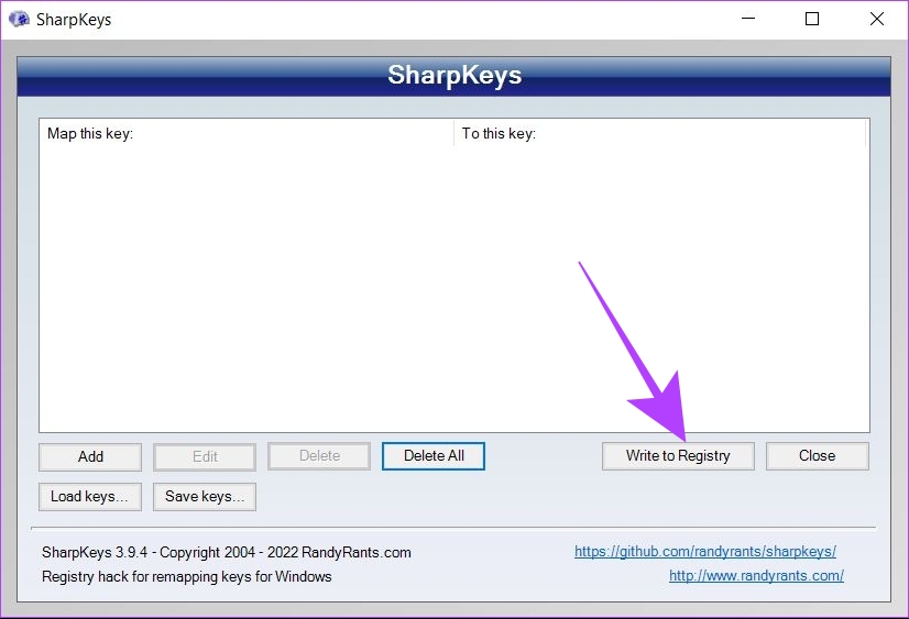 click on save to registry to save changes