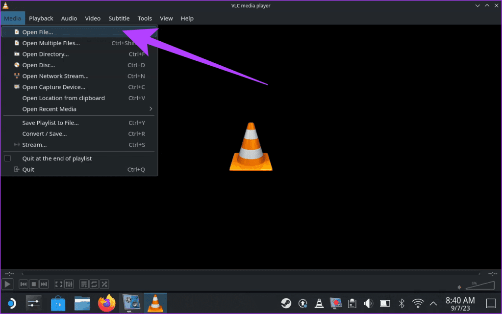 click on the Media option in the menu bar