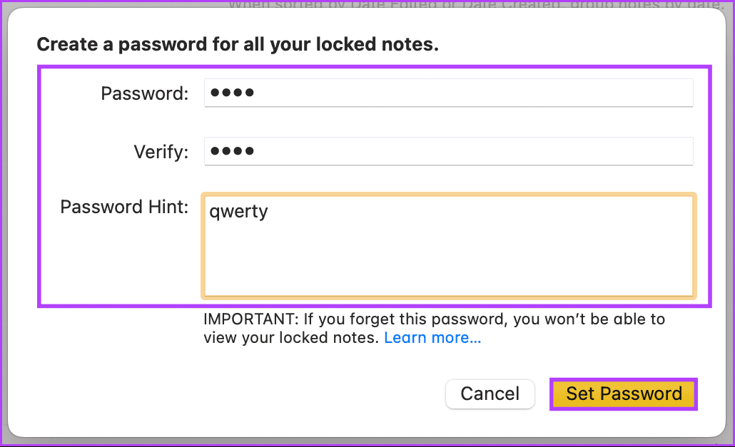 click the Set Password button