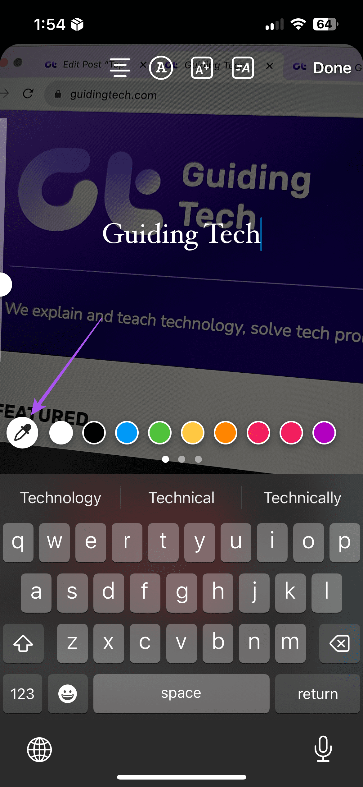 color picker tool instagram story