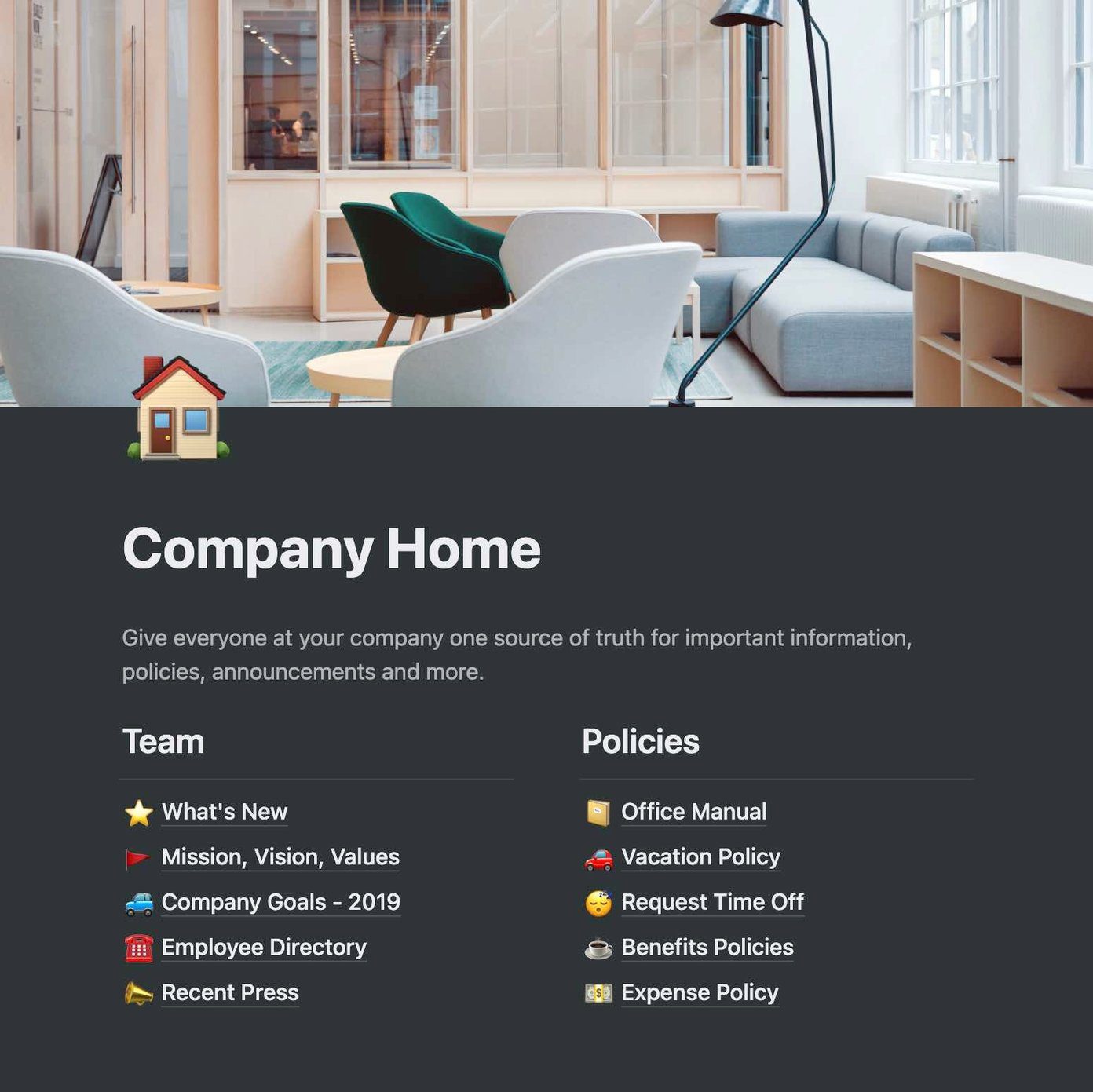 Company home template