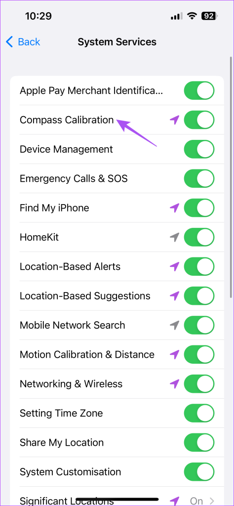 compass calibration settings iPhone 