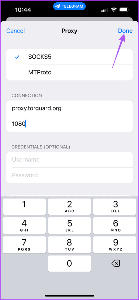 confirm add proxy Telegram iPhone
