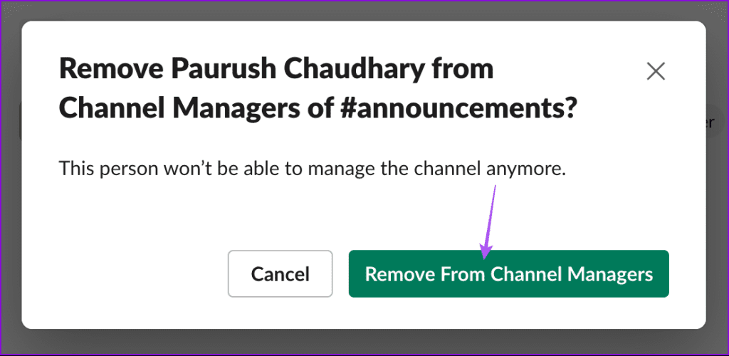 confirm remove from channel managers slack