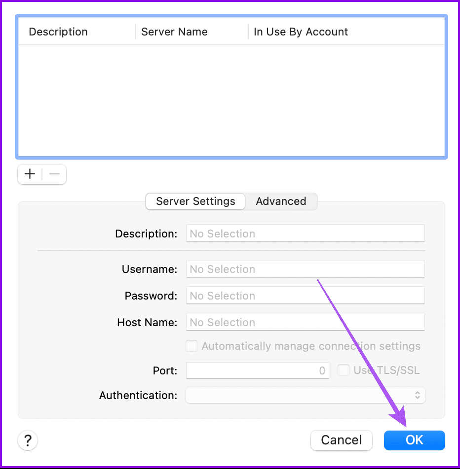 confirm smtp server settings mail app mac