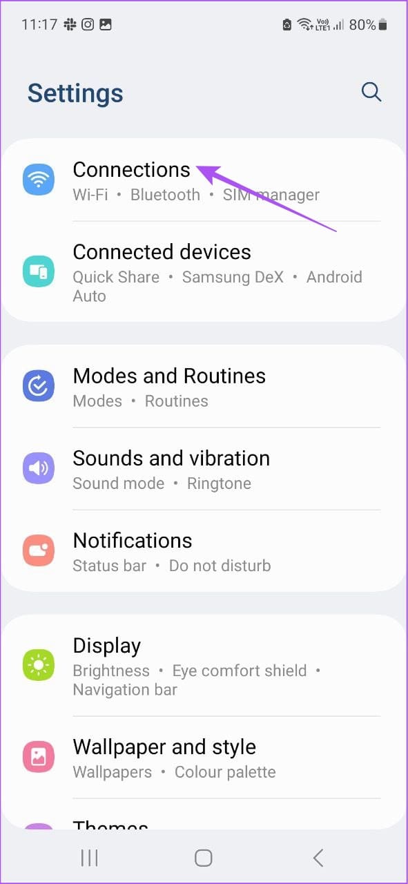connections settings samsung 1 1