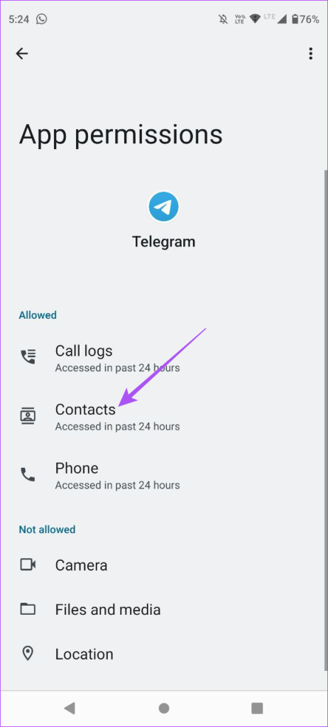 contact permissions telegram android