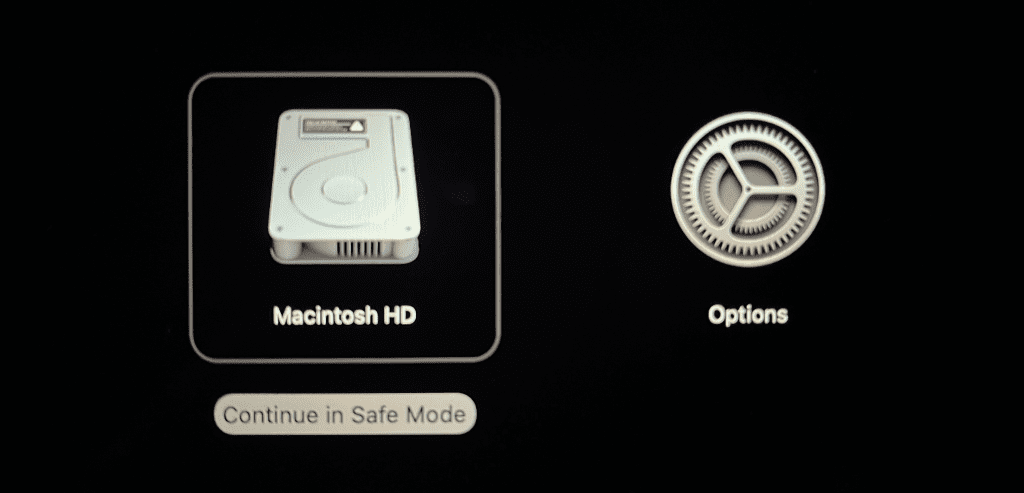 continue in safe mode mac 1
