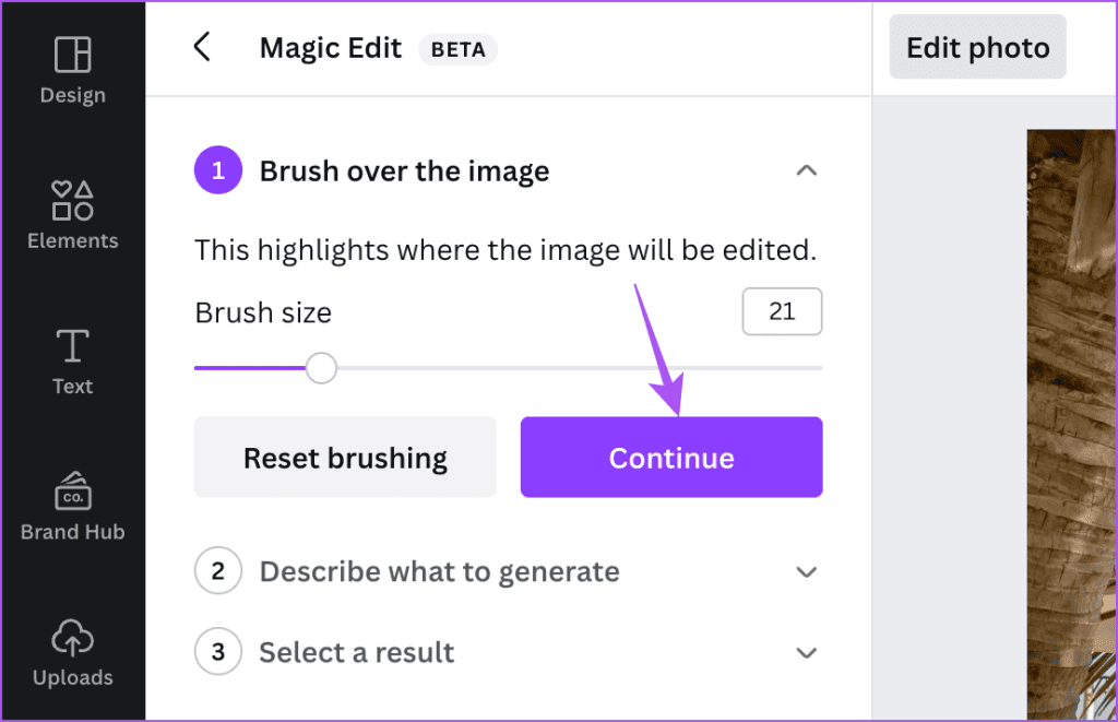 continue magic edit canva app desktop