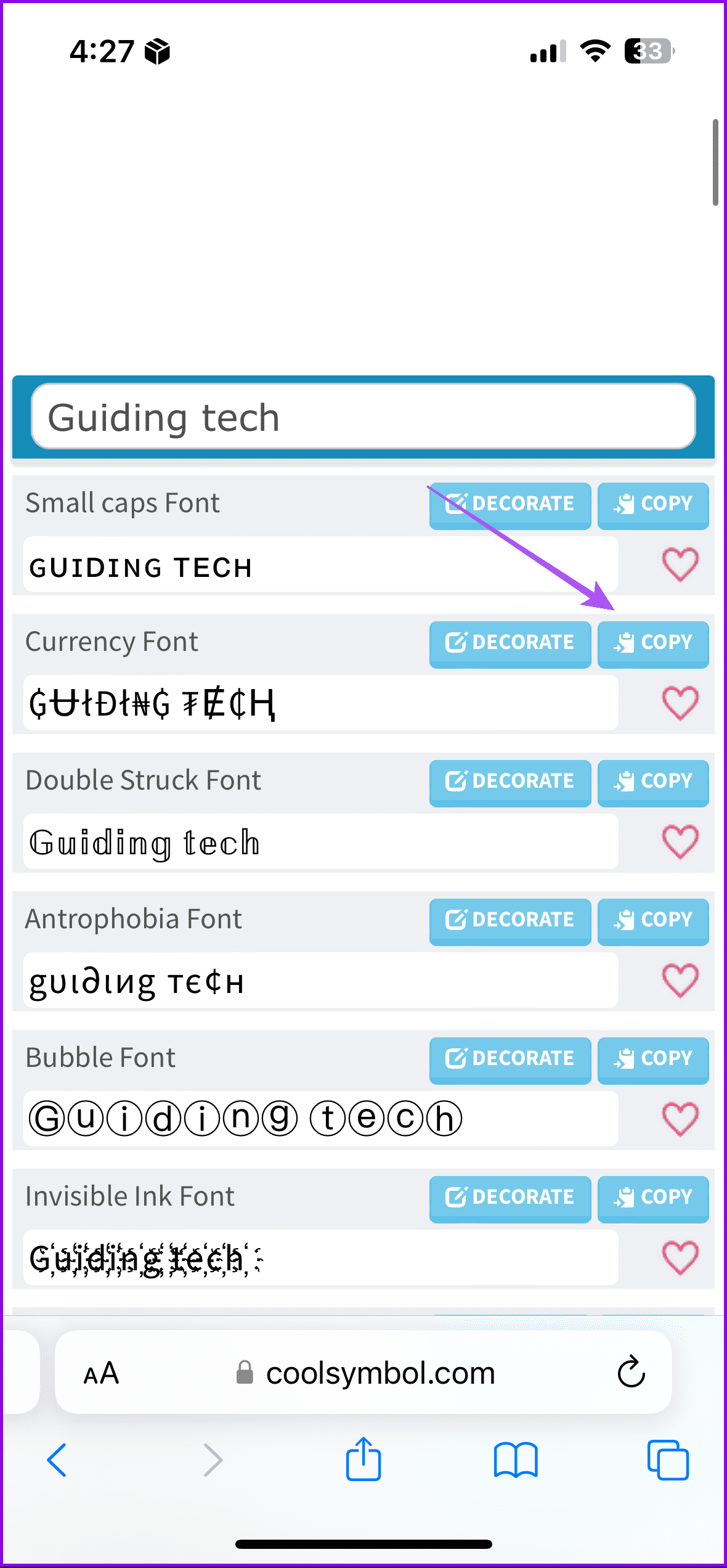 copy text font generator website