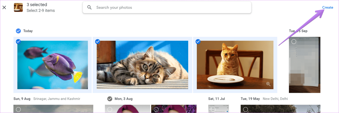 Create collage in google photos mobile and computer 2