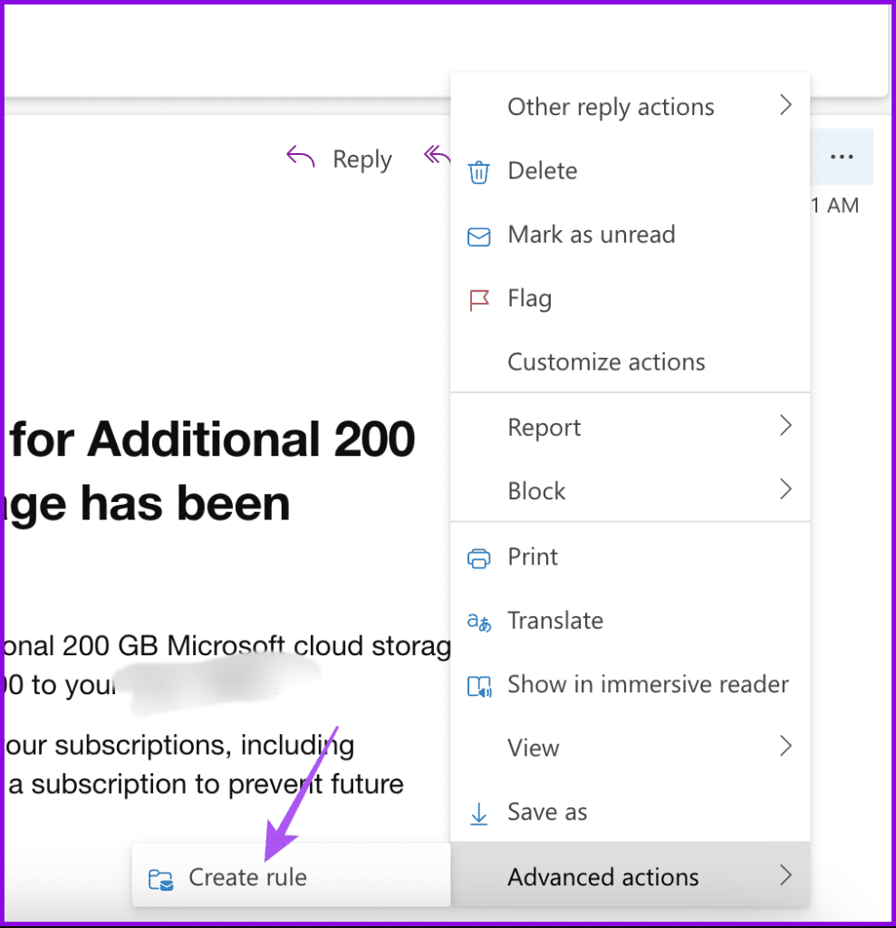 create rule outlook web