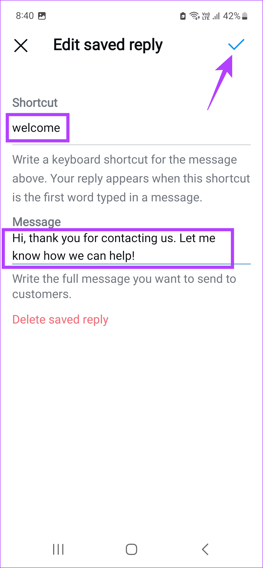 create the reply message