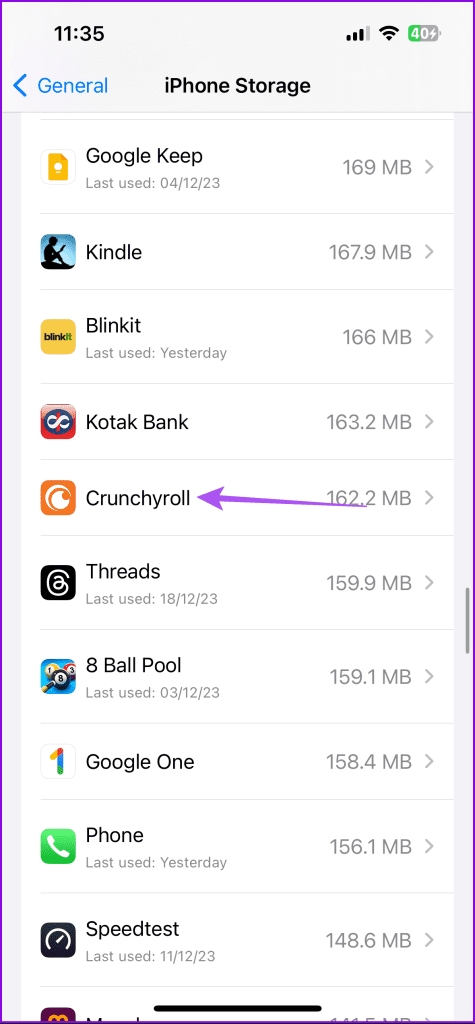 crunchyroll iphone storage 