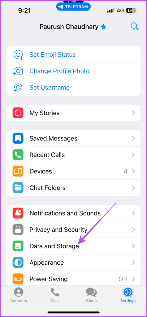 data and storage settings telegram iphone 1