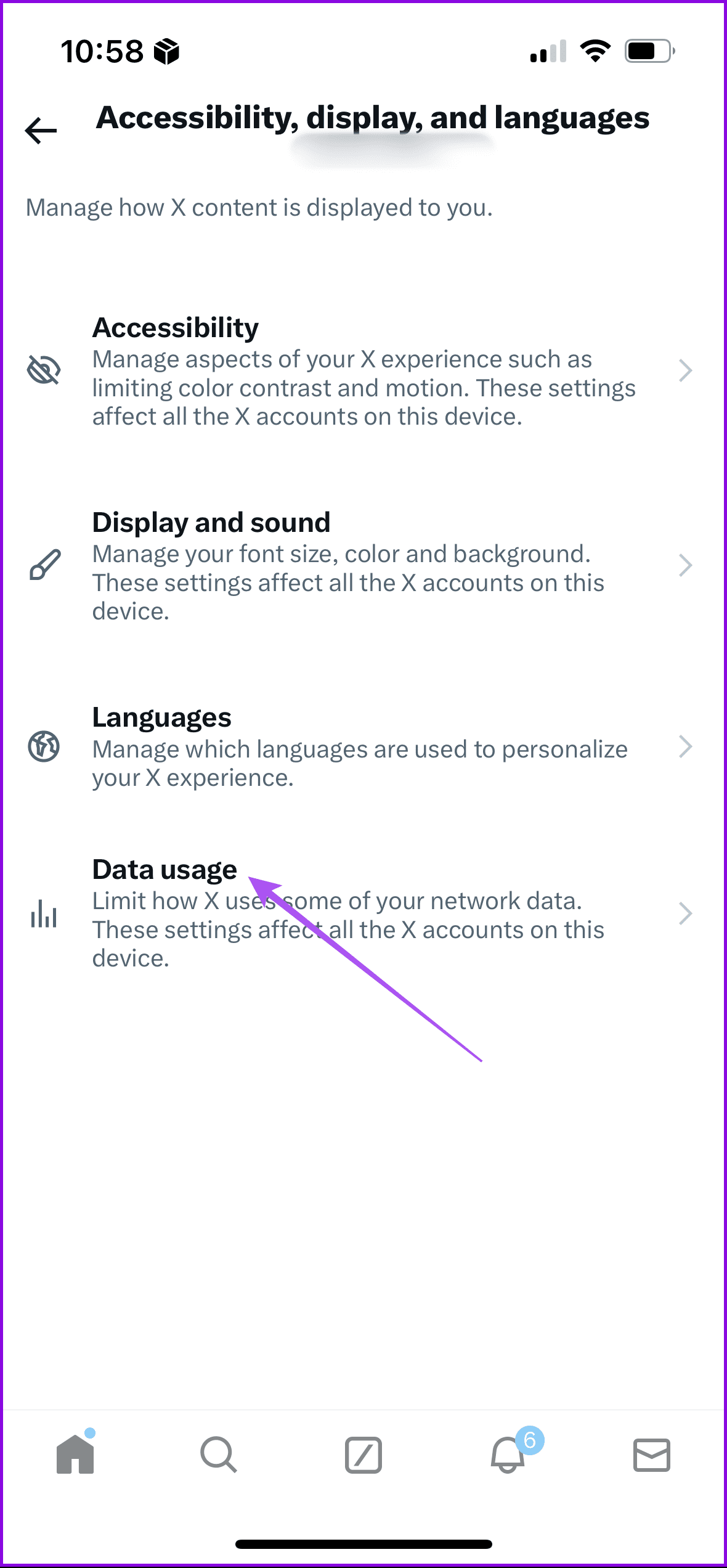 data usage setting twitter x app 