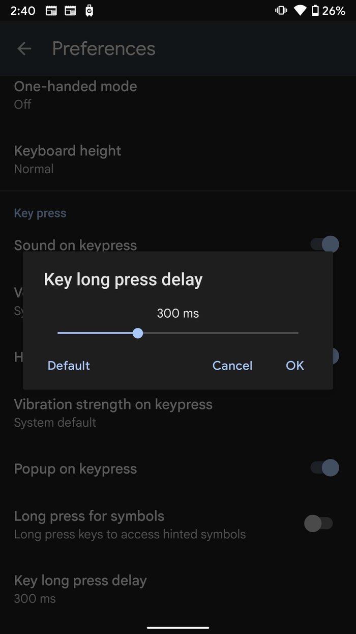 Decrease key long delay Fix typing lag on android keyboard