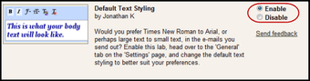 Default Text Styling Pre