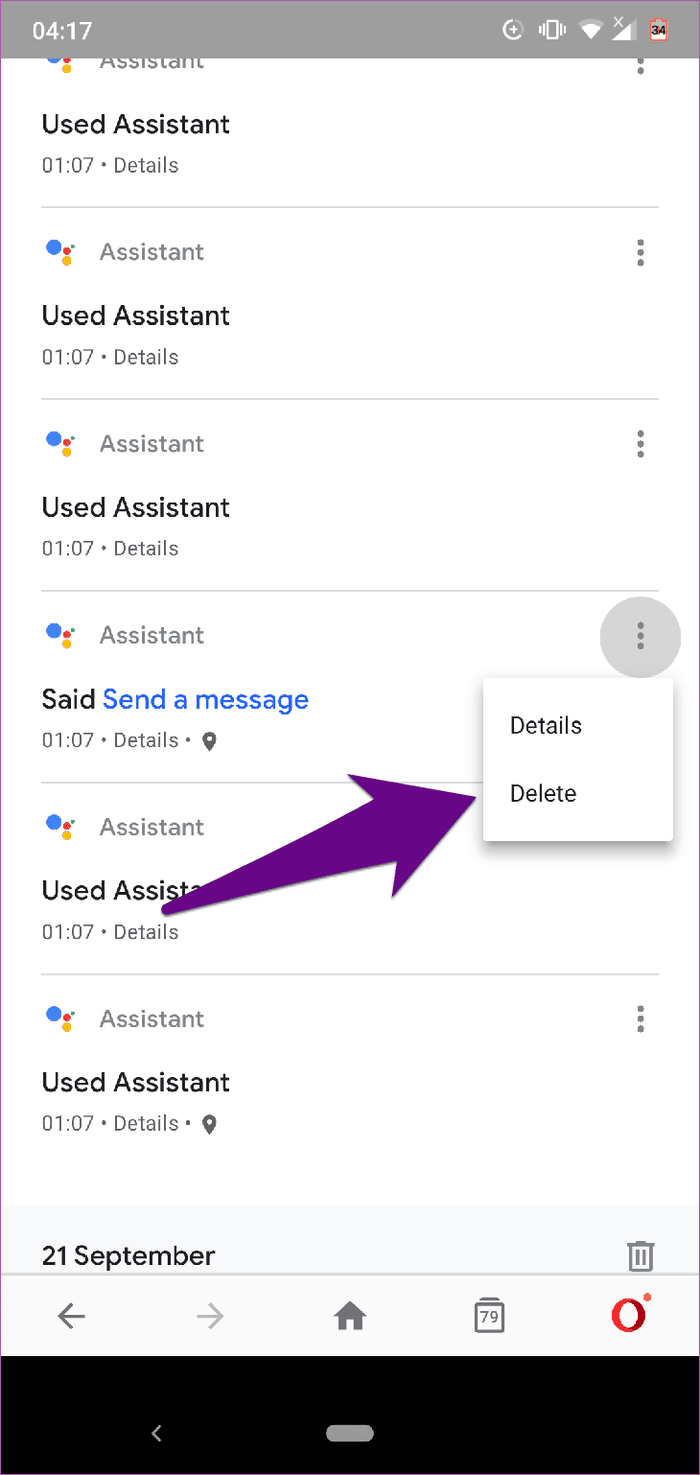 Delete Google Assistant History Android 11