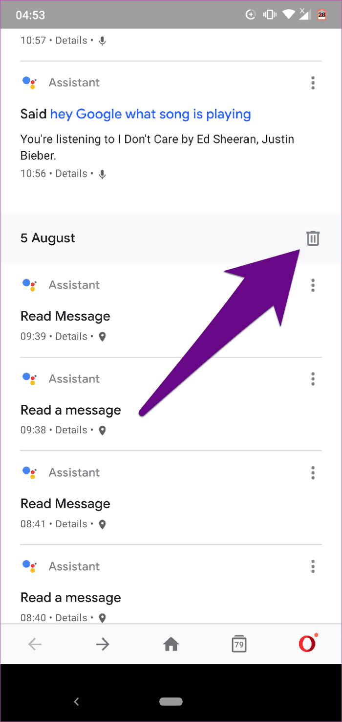 Delete Google Assistant History Android 13