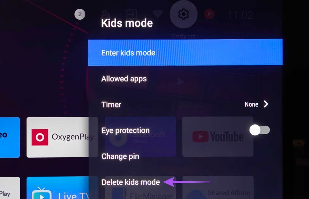 delete kids mode andoid tv