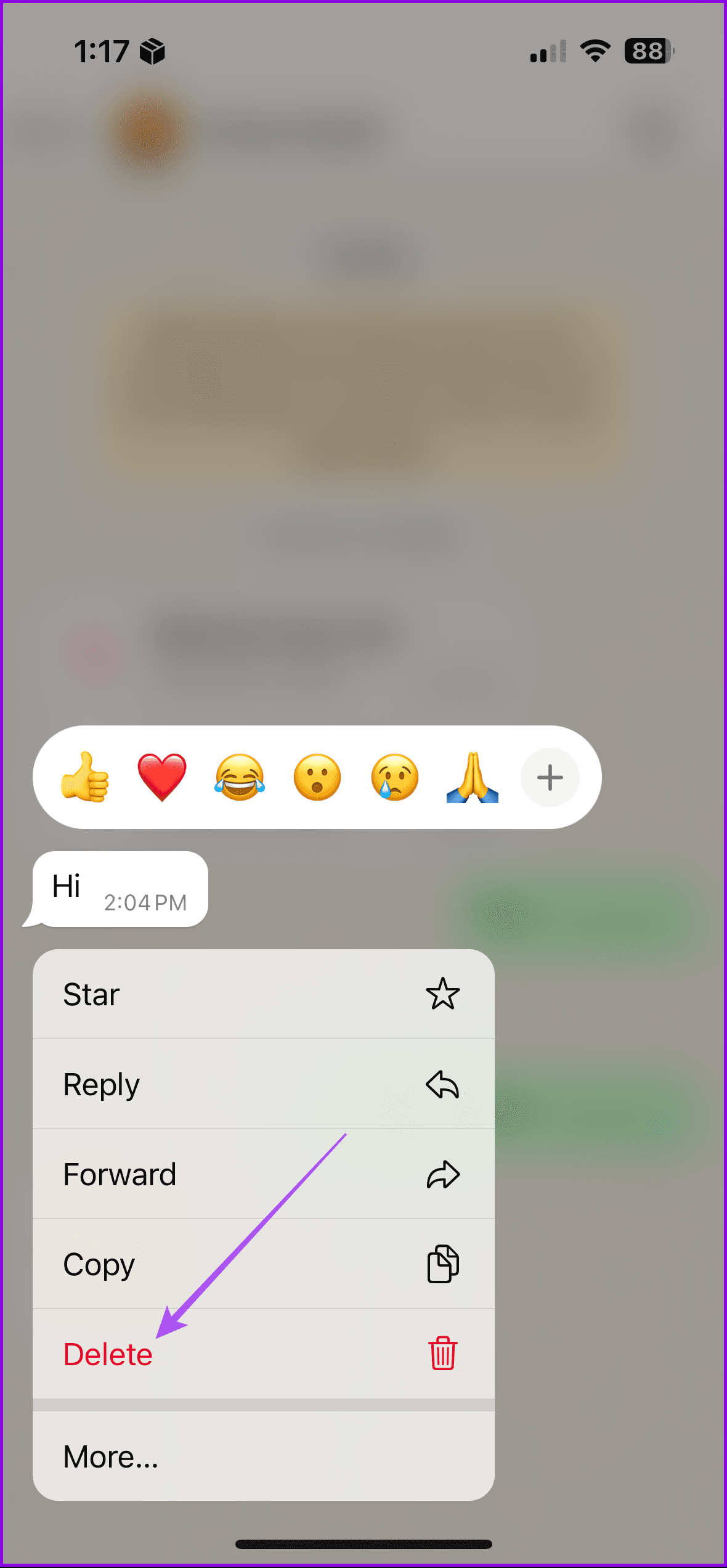 delete message whatsapp iphone