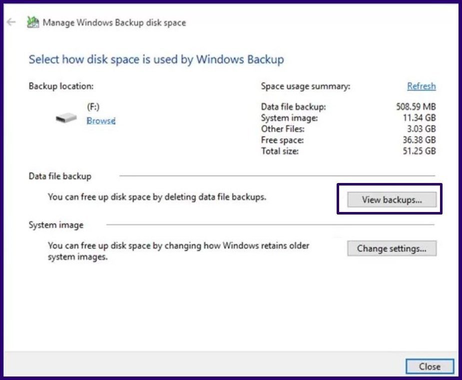 Delete old backup files windows 10 step 16