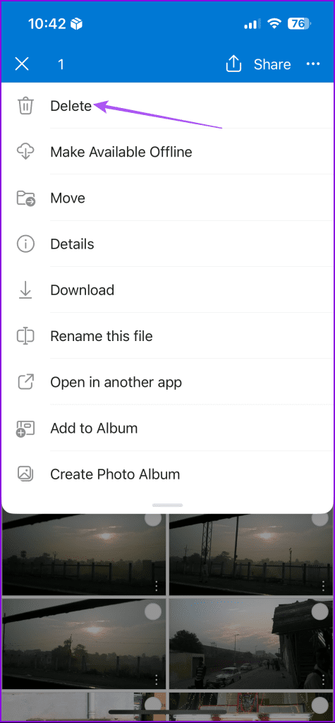 delete photo from onedrive iphone