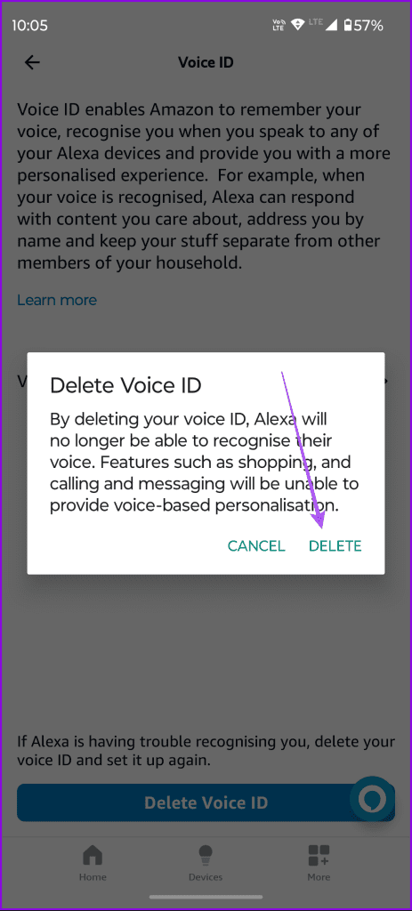 delete voice id from alexa app