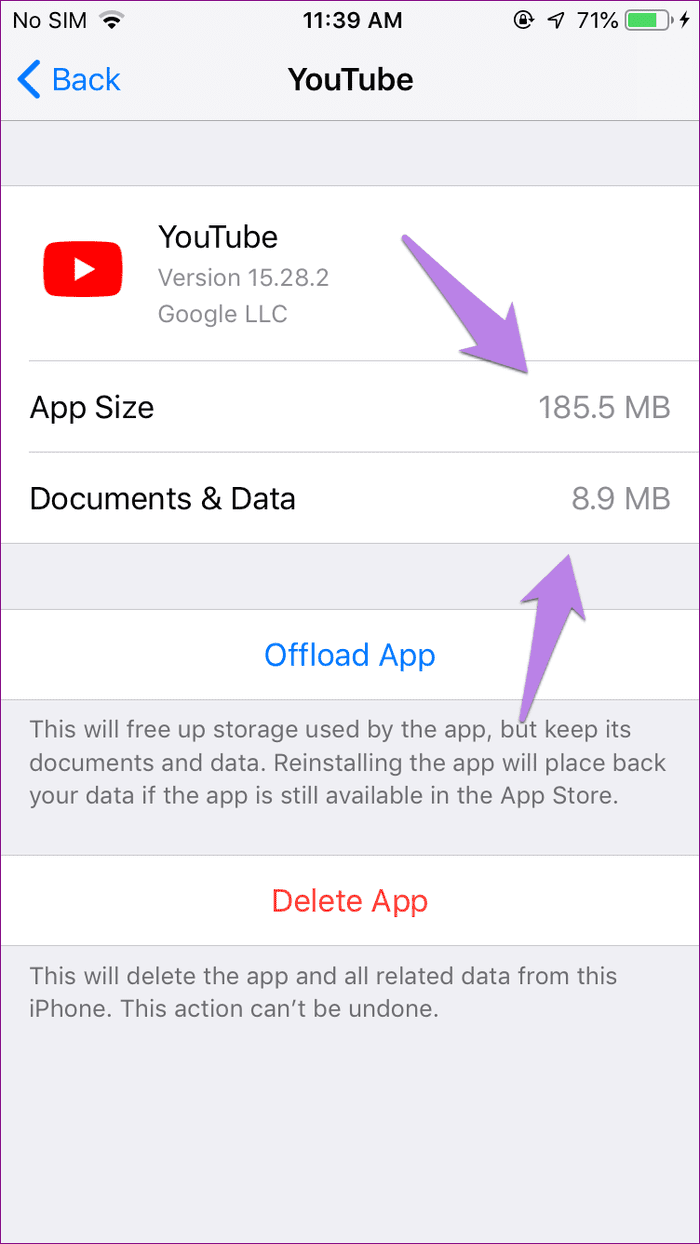 Difference between offload and delete app 3