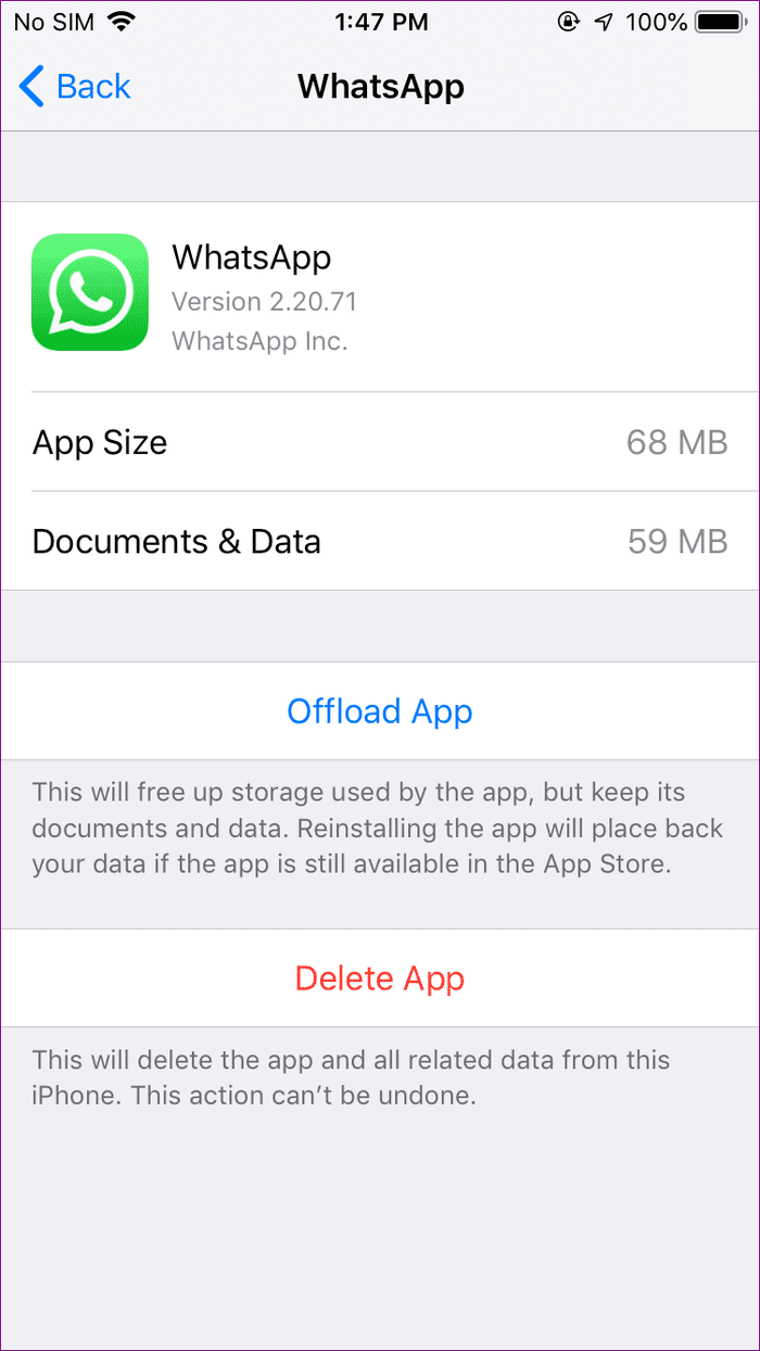 Difference between offload and delete app 7