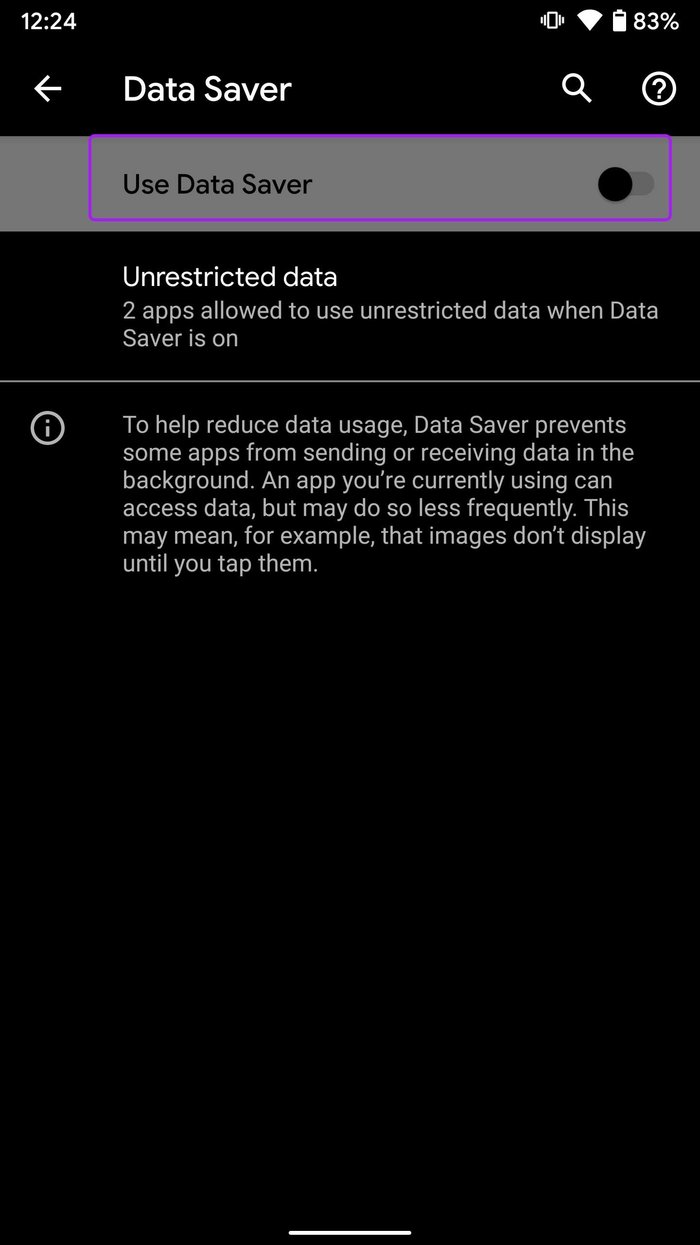 Disable data saver mode apps not updating on android
