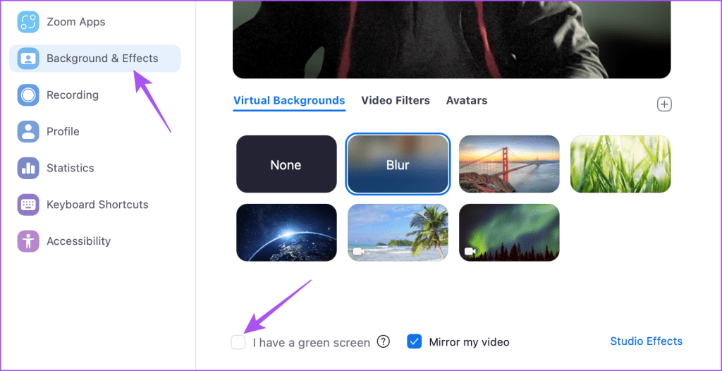disable green screen on zoom desktop