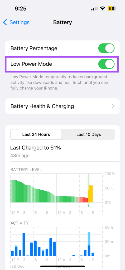 disable low power mode iphone 1