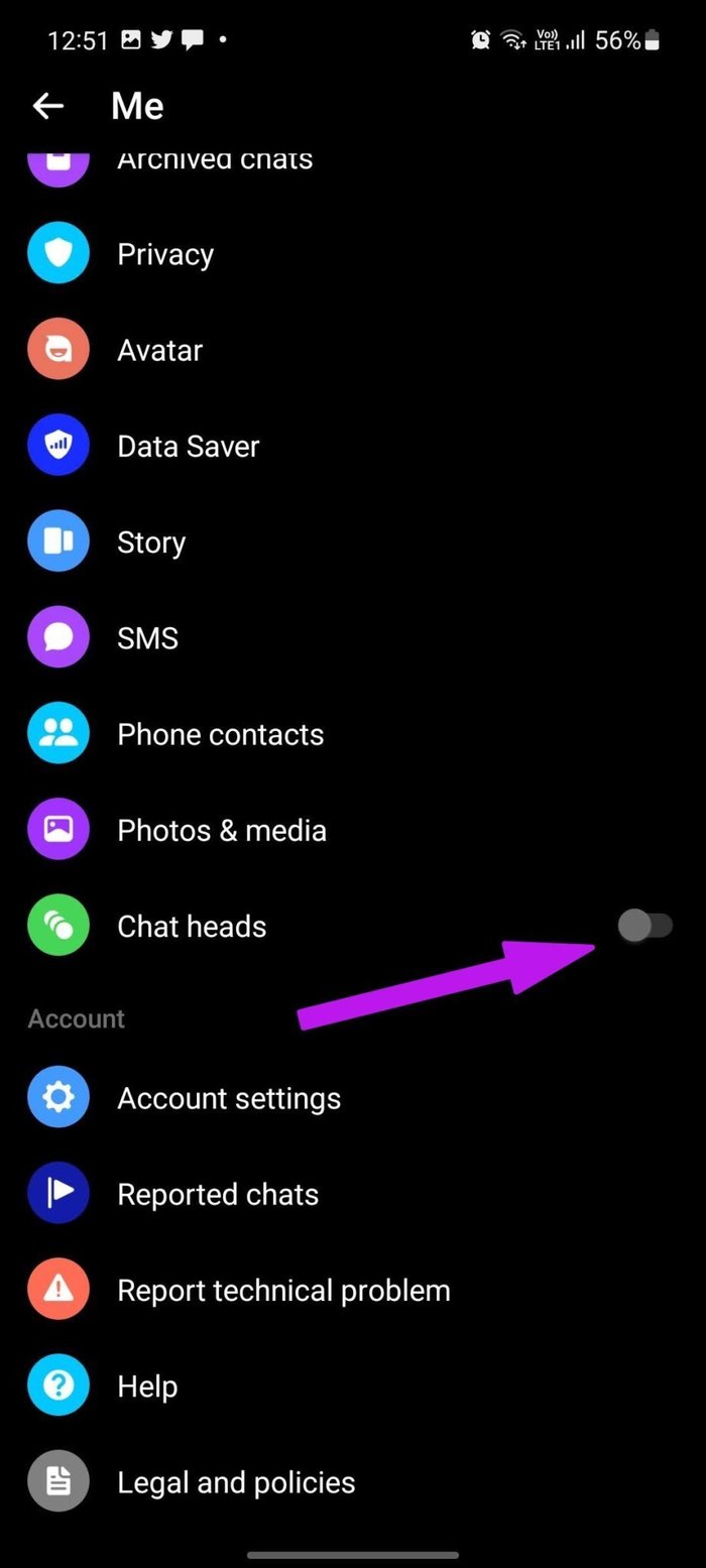 Disable messenger chat heads fix messenger lag on android