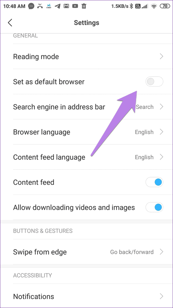 Disable mi browser swipe up 12