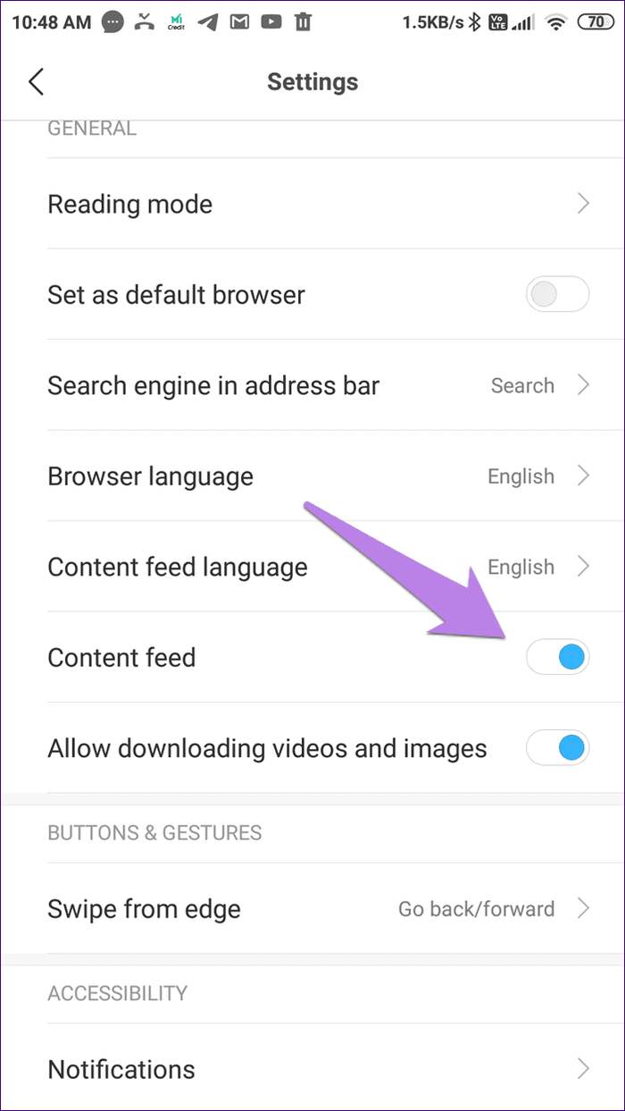 Disable mi browser swipe up 6