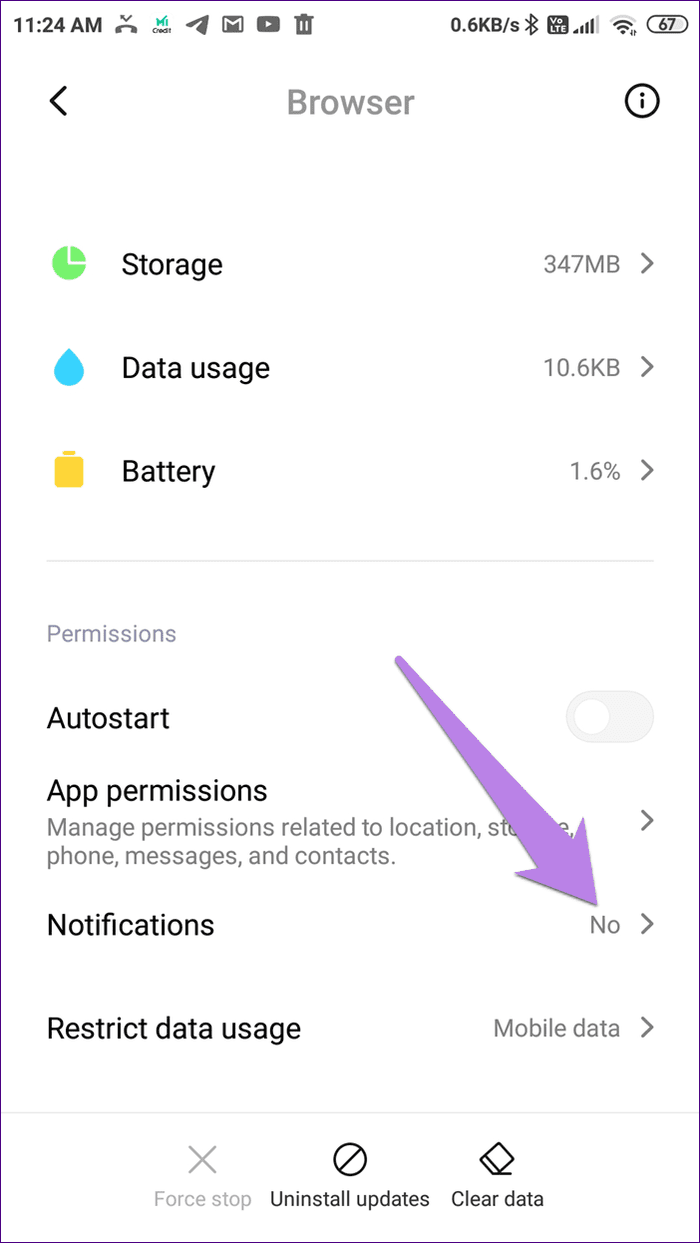 Disable mi browser swipe up 9