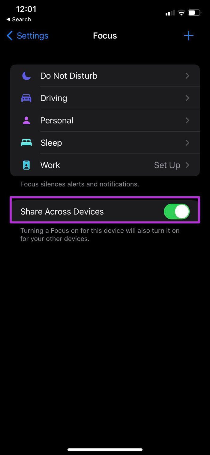 Disable share across devices
