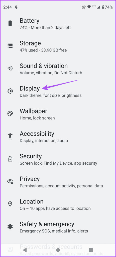 display settings android 