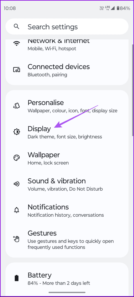 display settings android